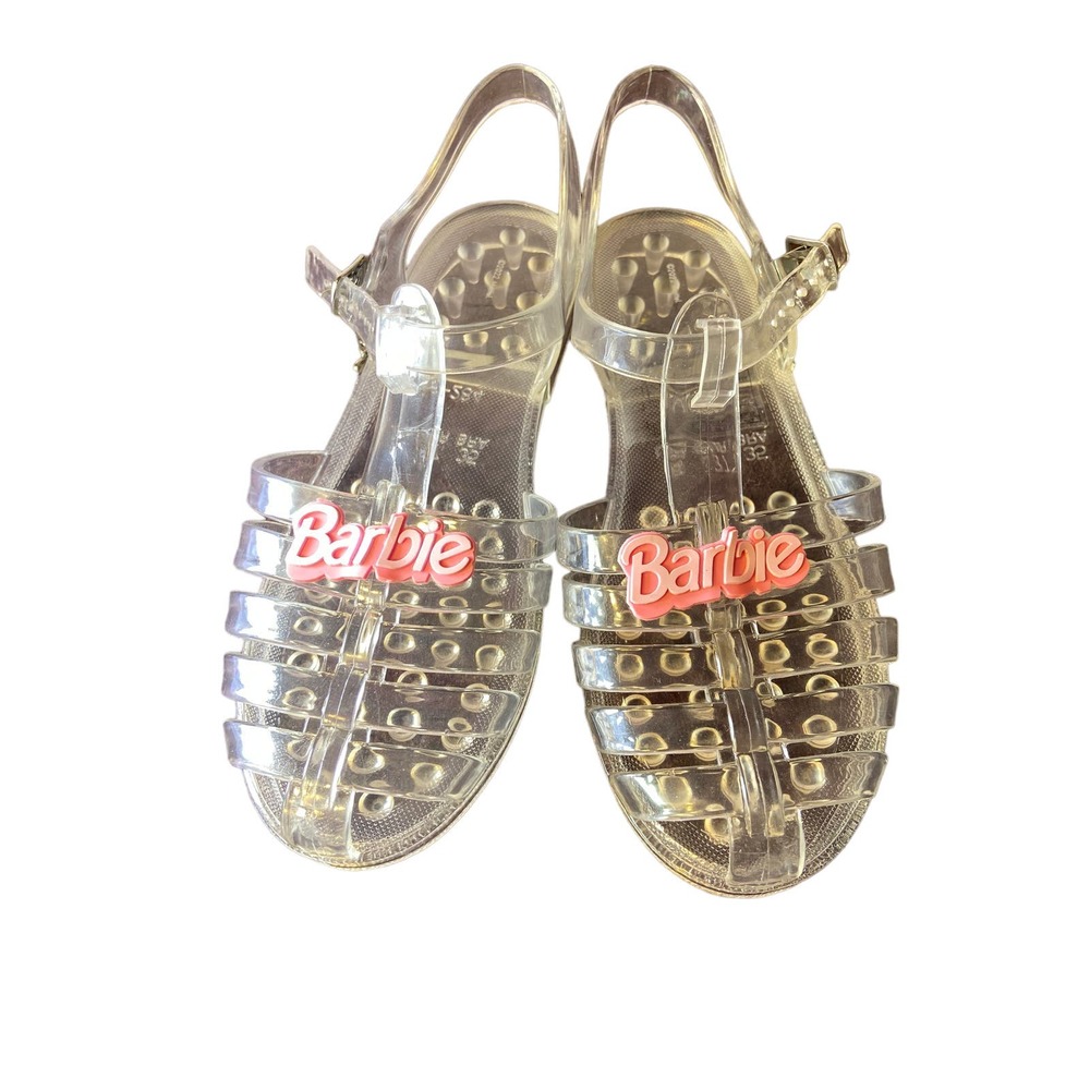 Barbie Clear Jelly Sandals with Pink Logo - Women